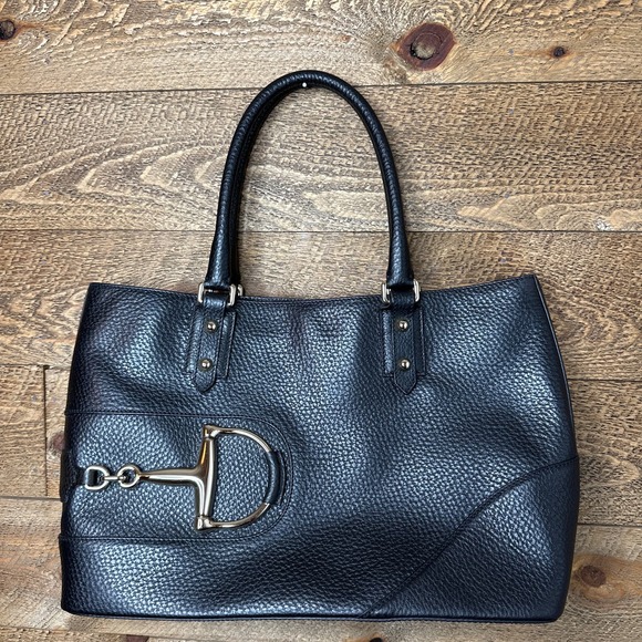 Gucci Handbags - Gucci Black Pebbled Leather Hasler Horsebit Tote in Like New Condition